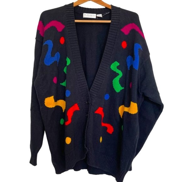Liz Claiborne Sweaters - Vintage Art Squiggle Knit 90s Knit Sweater Plus Size 2 Liz Claiborne